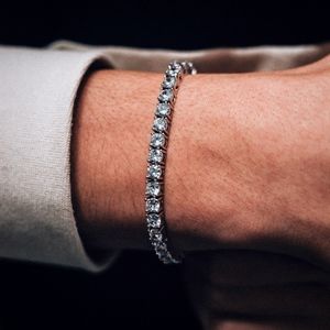 Silver Mens Hip Hop Iced Tennis Bracelet